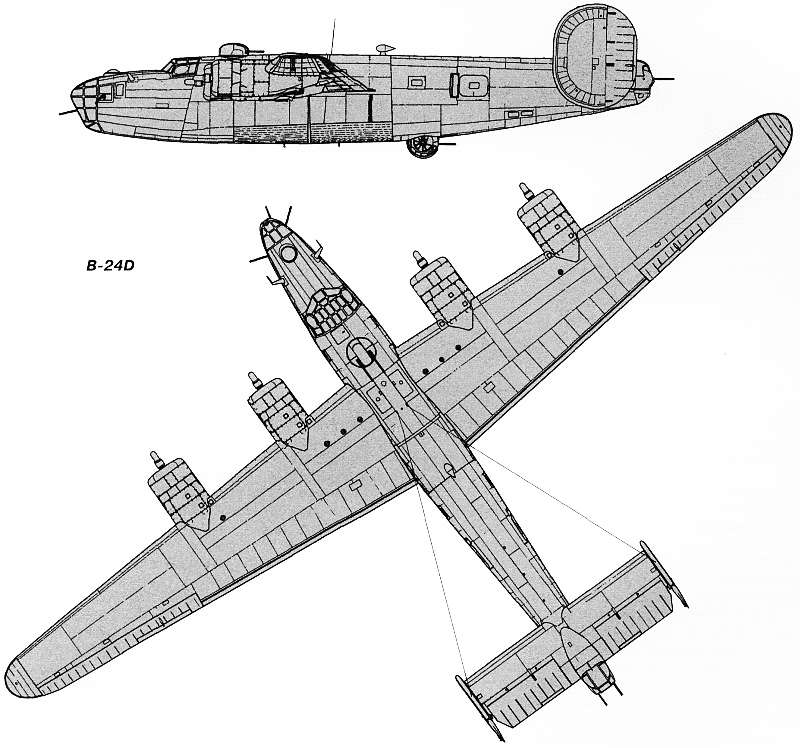 Вид сверху Consolidated B-24 Liberator