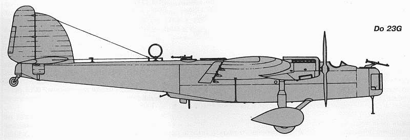 Чертеж бомбардировщика Дорнье До-23Г (Dornier D-23G)