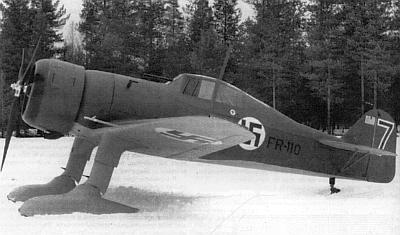 истребитель Фоккер D.XXI ВВС Финляндии на лыжном шасси