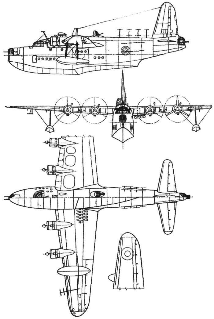 Чертежи и схема гидросамолета Short S-25 Sunderland