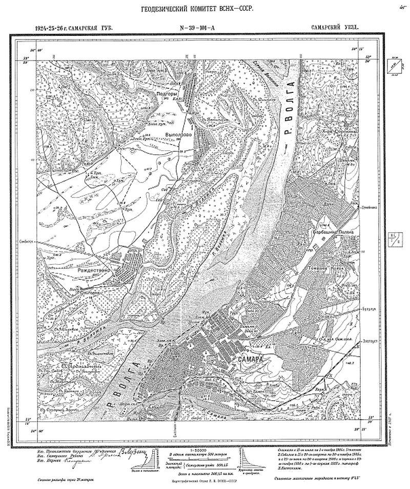Карта окрестностей Самары 1927 года