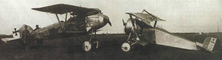 "Альбатрос" Д-3 из состава ВВС Австро-Венгрии и французский Ньюпор-23